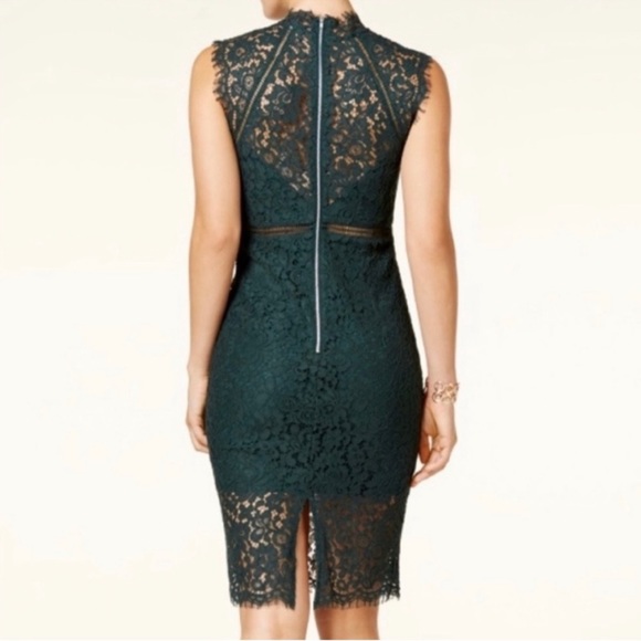 Bardot Forest Green Floral Lace Sheath dress - Picture 3 of 5